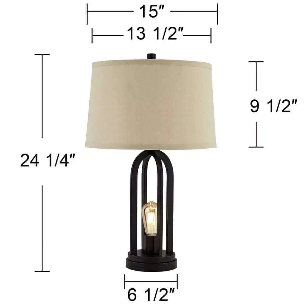 360 Lighting Set of 2 Marcel Industrial USB Table Lamps