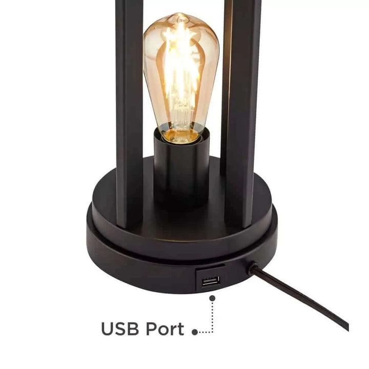 360 Lighting Set of 2 Marcel Industrial USB Table Lamps