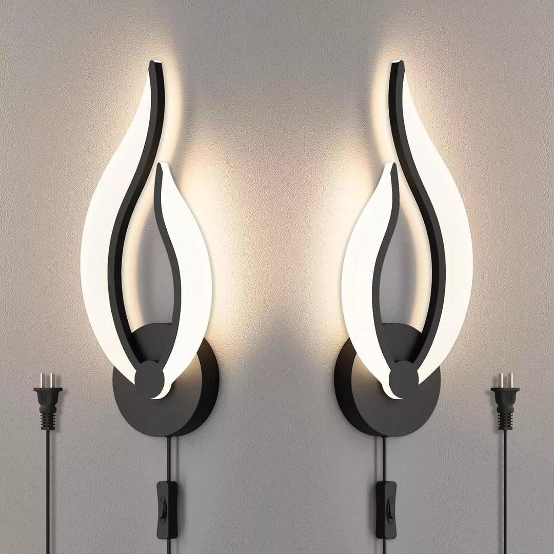 Set of 2 Modern LED Wall Lamps for Bedrooms