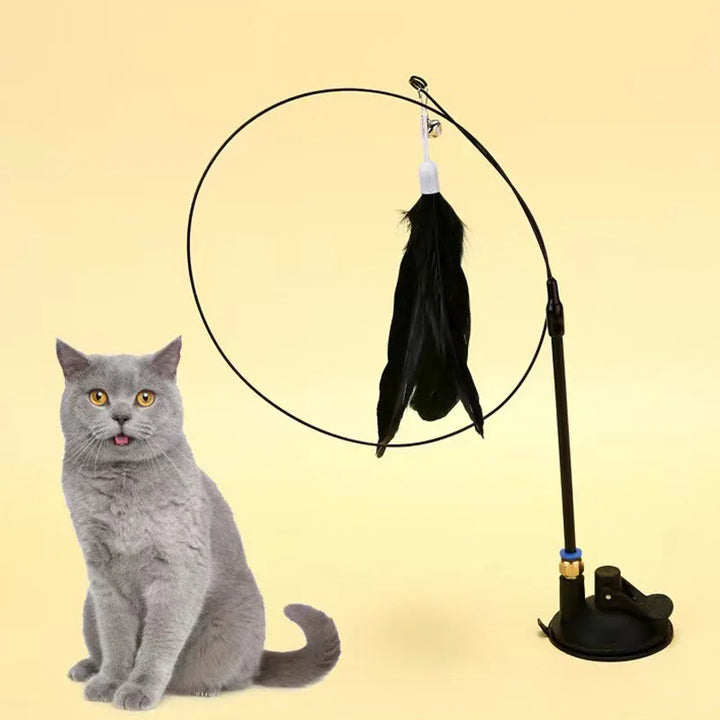 Interactive Cat Feather Wand Toy Set with Suction Cup