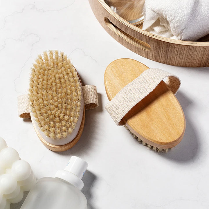 Natural Bristle SPA Brush - Soft Body Massager for Dry Skin