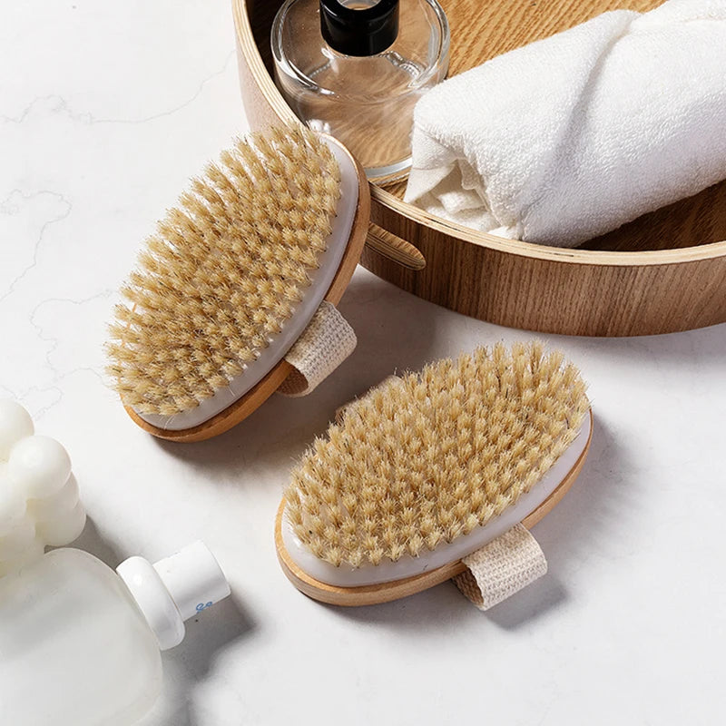 Natural Bristle SPA Brush - Soft Body Massager for Dry Skin