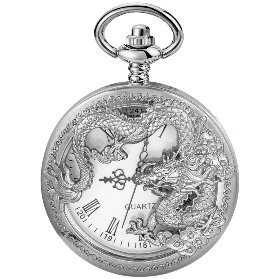 Silver Dragon-Shaped Pocket Watch