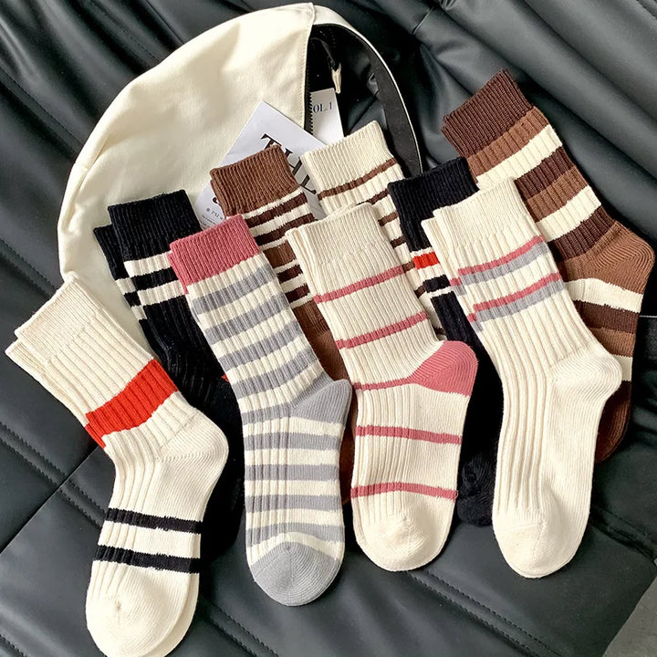 Long Cute Stripe Cotton Socks