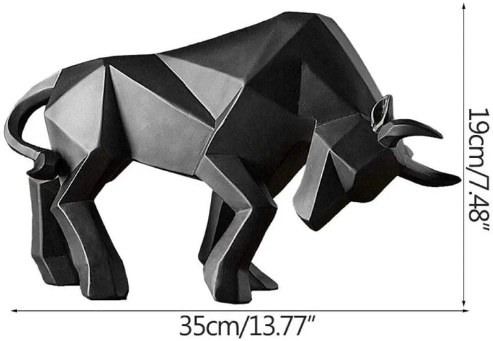 Resin Bull Statue: Bison Sculpture Decor | Abstract Figurine