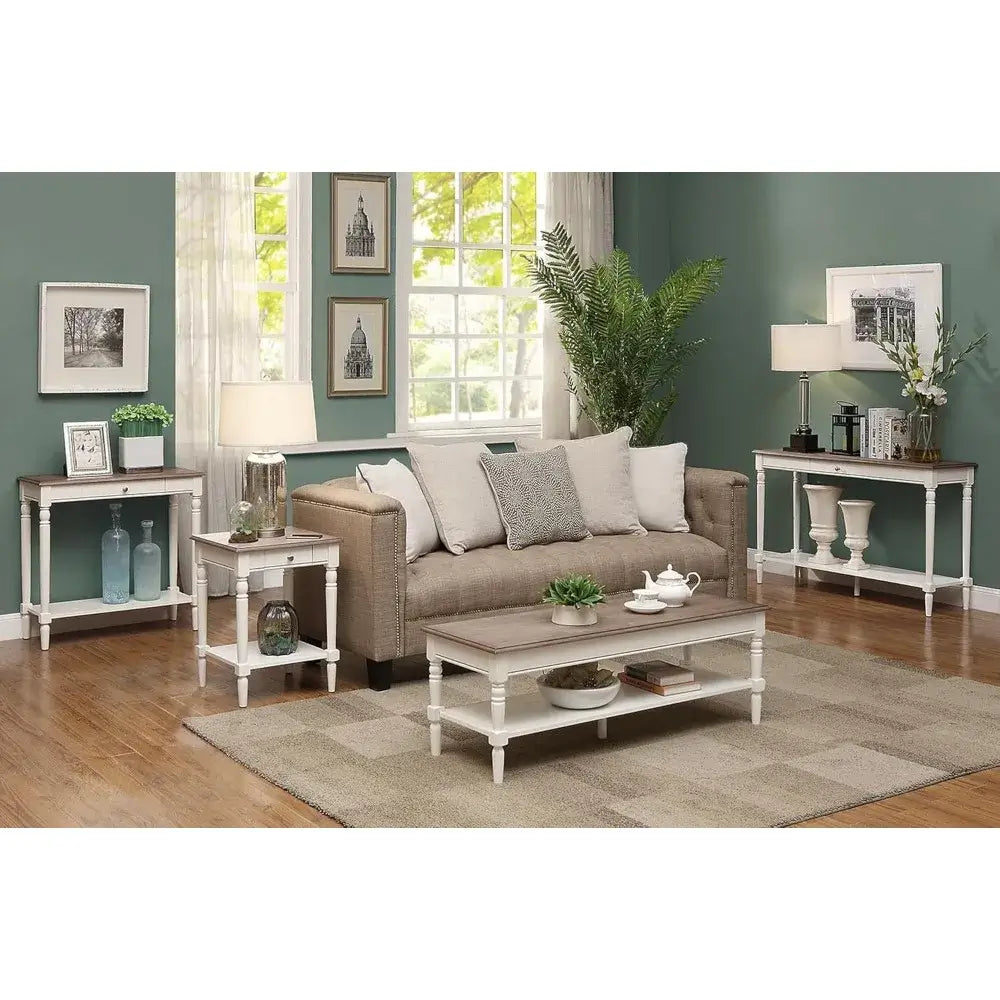 Luxury Coffee Table with Shelf, White