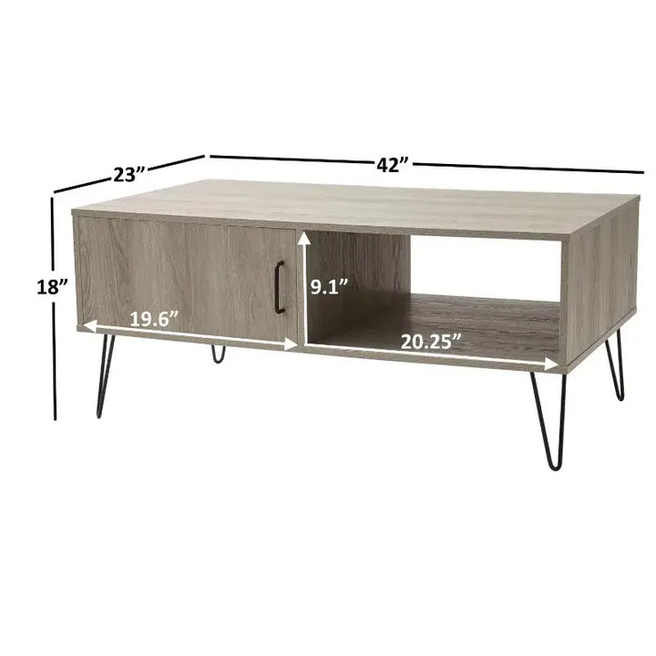 Modern Hairpin Rectangle Coffee Table, Gray