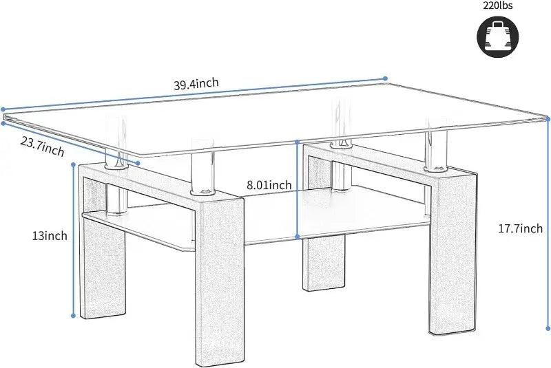 2-Tier Modern Side Coffee Table for Living Room