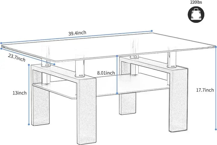 2-Tier Modern Side Coffee Table for Living Room