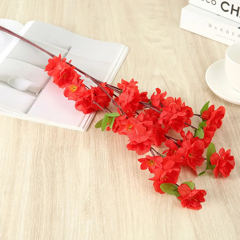 Artificial Silk Peach Blossom Branch