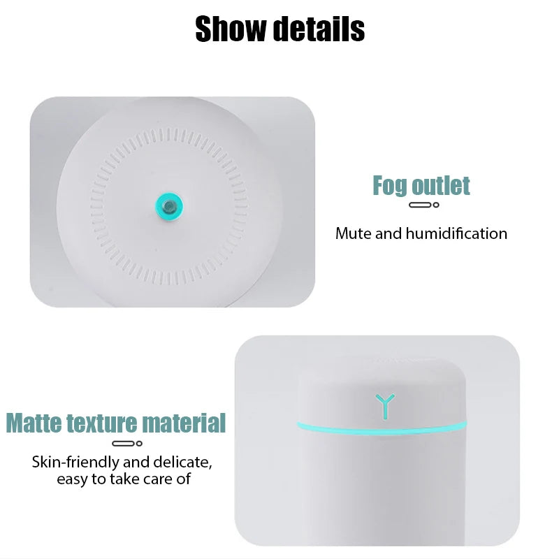 Portable USB Air Humidifier & Aroma Diffuser with Night Light