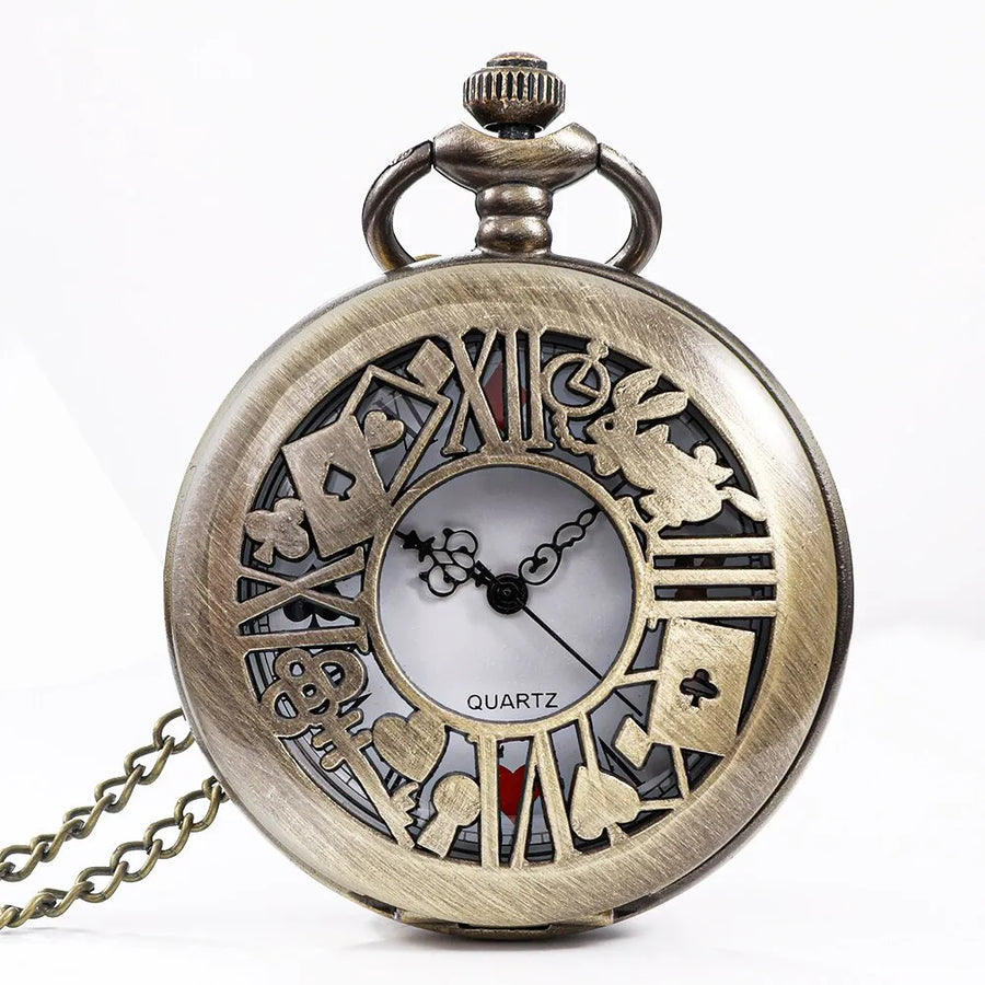 Bronze Pocket Watch: Retro Alice Theme Pendant Necklace Gift