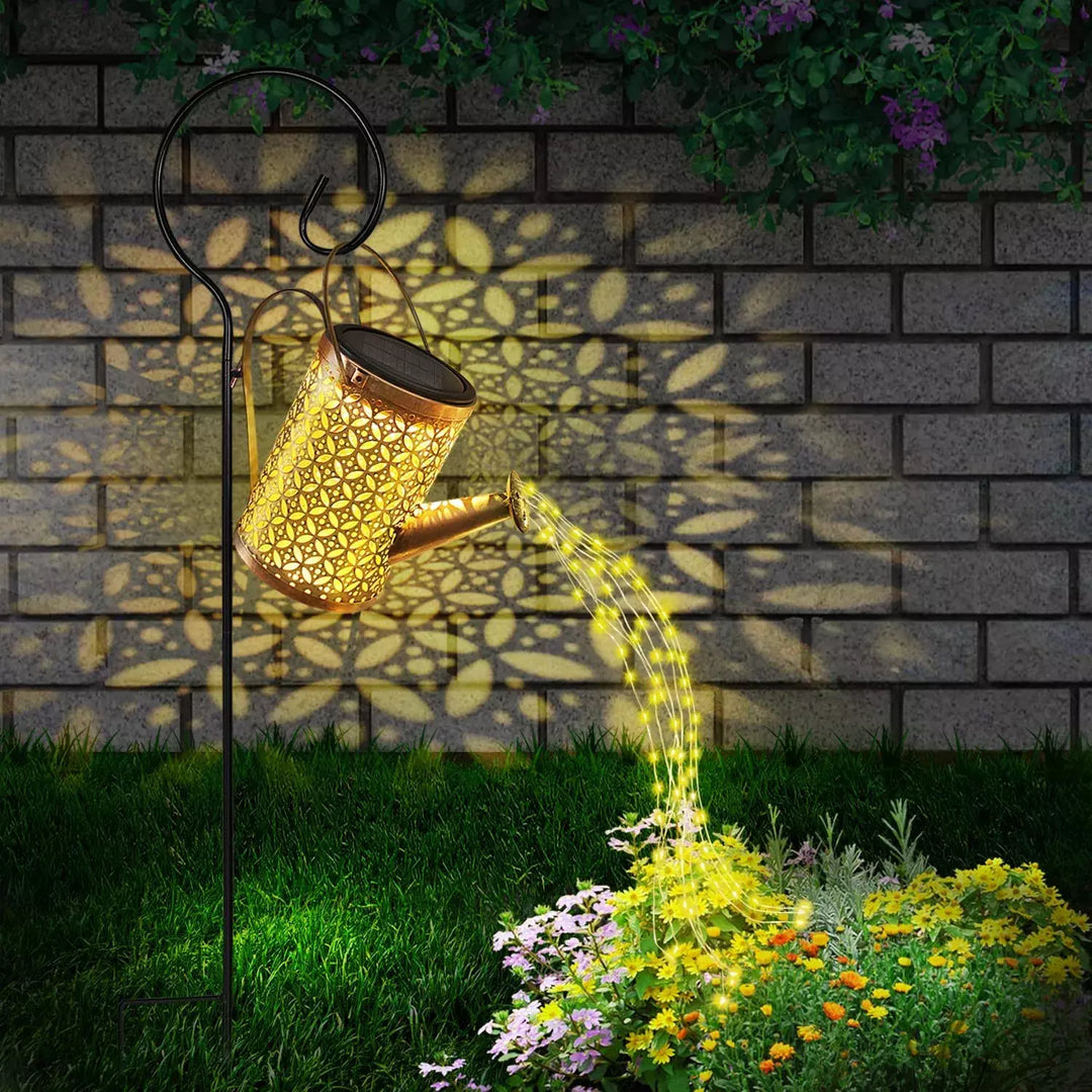 Solar Watering Can with Cascading Light, Decorative Solar Waterfall