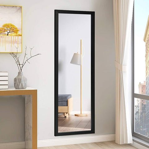 Black Full Length Bedroom Mirror with Over the Door or Wall Mounted Design