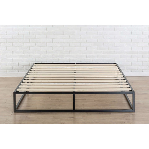 Twin size 10-inch Low Profile Modern Metal Platform Bed Frame with Wooden Slats