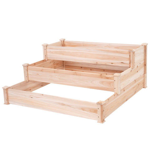 Solid Wood 4 Ft x 4 Ft Raised Garden Bed Planter 3-Tier