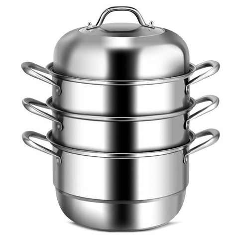 3 Tier Large Stainless Steel Steamer Cookware Set