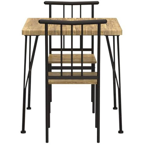 Modern 3-Piece Metal Frame Dining Set with Wood Top Table and 2 Chairs