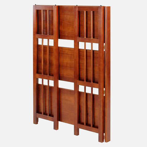 3-Shelf Folding Storage Shelves Bookcase in Walnut Wood Finish