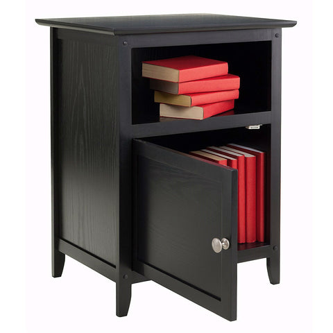 Black Shaker Style End Table Nightstand with Shelf