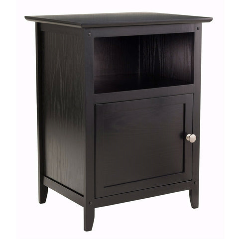 Black Shaker Style End Table Nightstand with Shelf