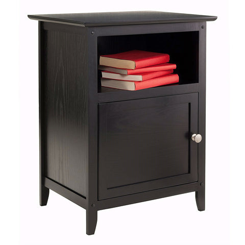 Black Shaker Style End Table Nightstand with Shelf