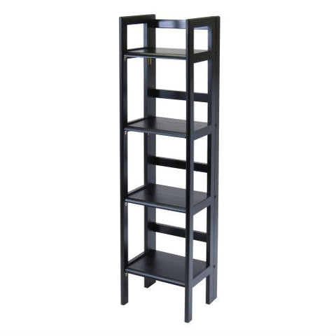 Black 4-Tier Shelf Folding Shelving Unit Bookcase Storage Shelves Tower