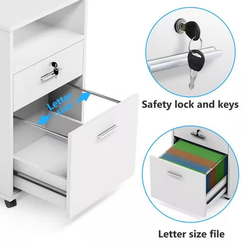 2-Drawer Mobile File Cabinet & Printer Stand