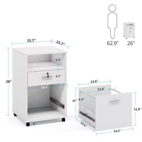 2-Drawer Mobile File Cabinet & Printer Stand