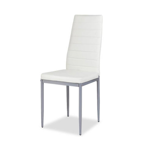 Set of 4 Modern High Back White PVC Leather Dining Chairs