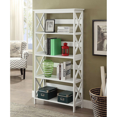 Glossy White 5-Shelf Bookcase