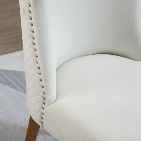 Set of 2 Modern Dining Chairs, Beige & White