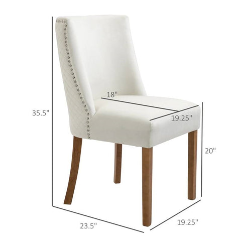 Set of 2 Modern Dining Chairs, Beige & White