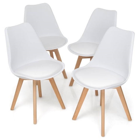 Set of 4 Modern Dining Chairs with Wood Legs