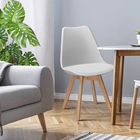 Set of 4 Modern Dining Chairs with Wood Legs