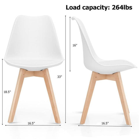 Set of 4 Modern Dining Chairs with Wood Legs