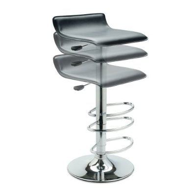 Contemporary ABS Air-Lift Swivel Bar Stool in Black Faux Leather