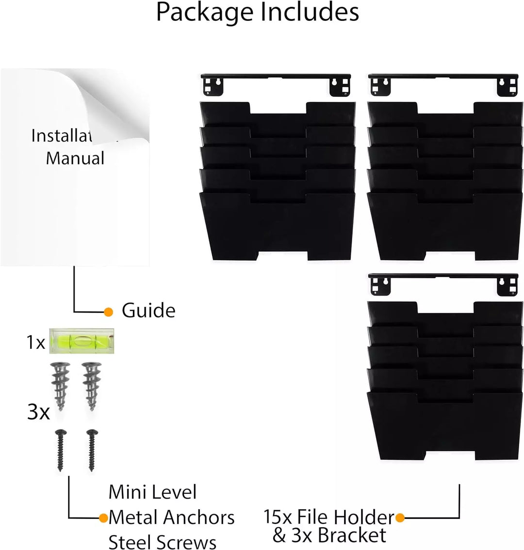 Wallniture Lisbon 15-Tier Wall Mounted File Holder and Desk Organizer