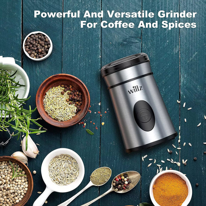 Willz Electric Coffee Grinder for Coffee Beans, Spices, & Herbs