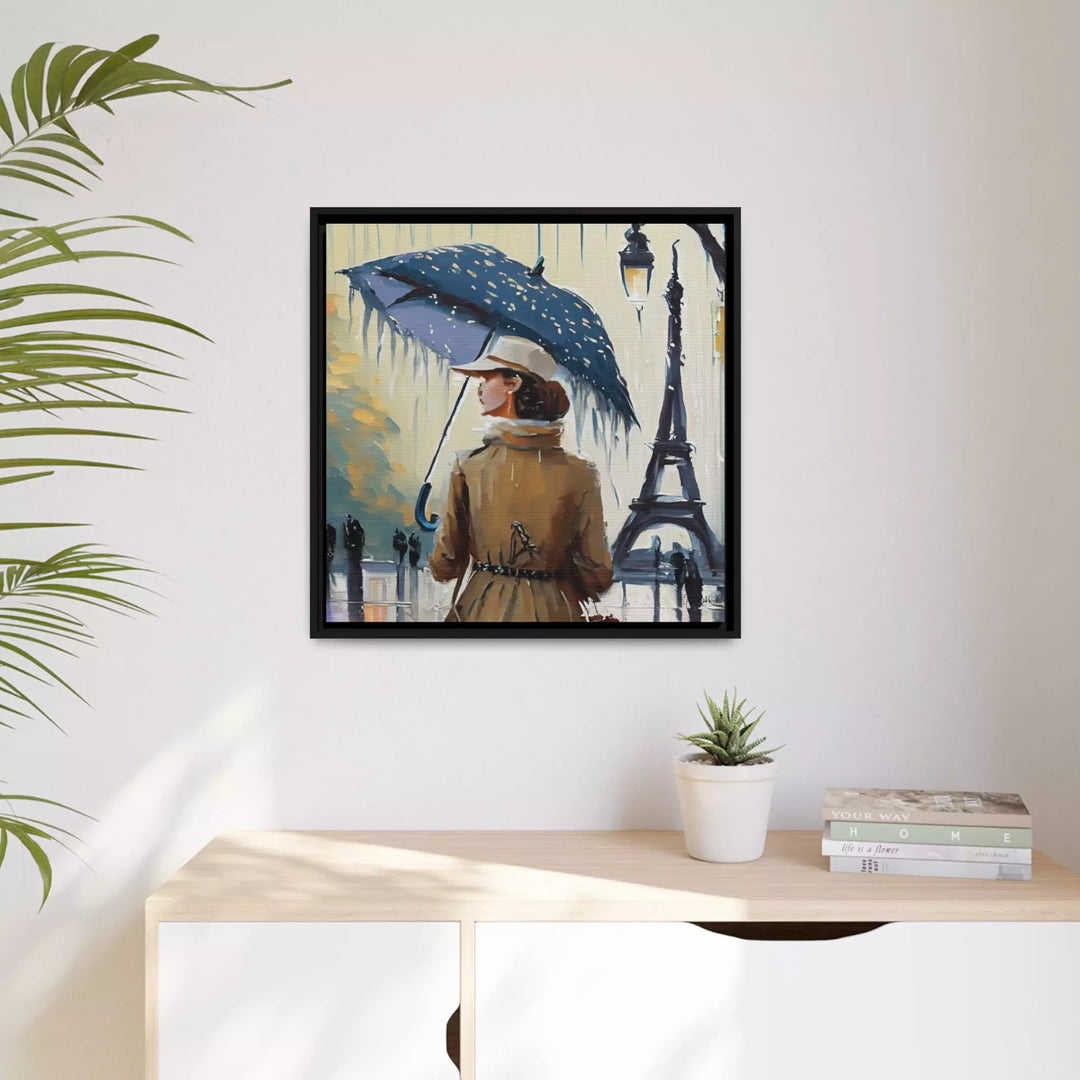 Woman in Paris Canvas Wall Art With Frame by QueenNoble