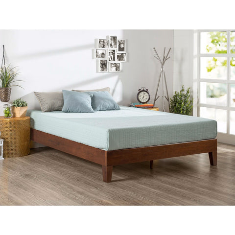 Full size Low Profile Solid Wood Platform Bed Frame in Espresso Finish