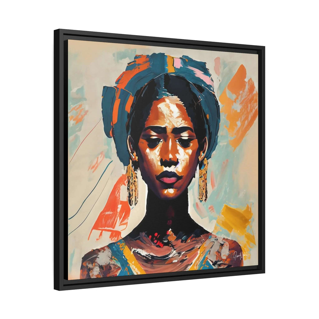 Woman with Turban Portrait Canvas Wall Art with Frame by QueenNoble