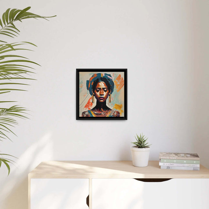 Woman with Turban Portrait Canvas Wall Art with Frame by QueenNoble