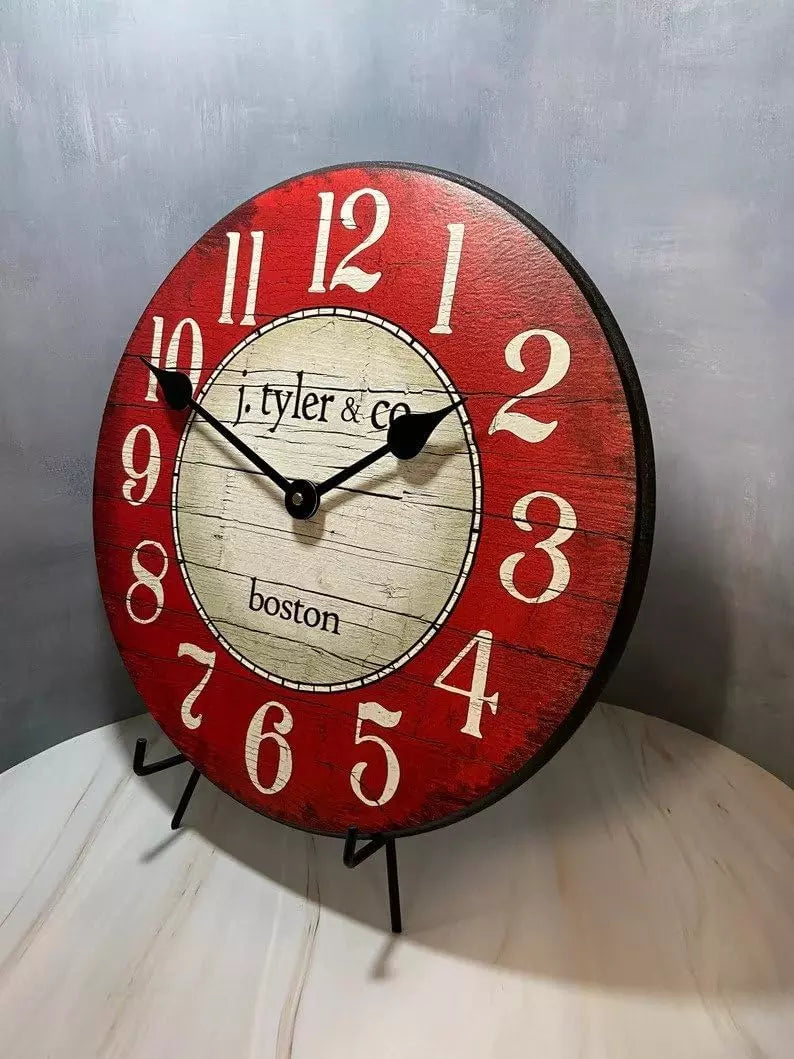 The Big Clock Store Boston Red Vintage Wall Clock