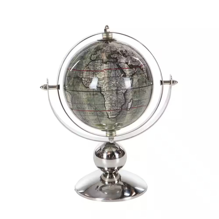 9" Silver Stainless Steel Decorative Globe