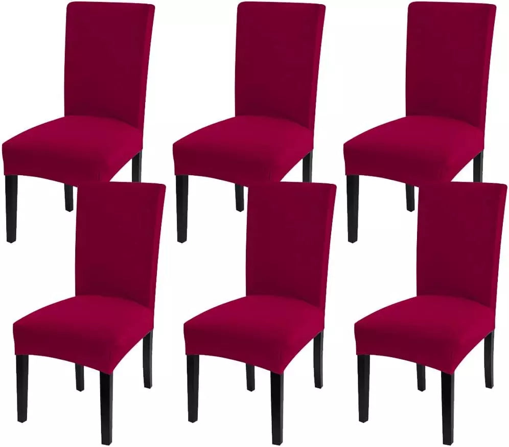 Dining Room Chair Covers, Slipcovers for Dining Room, Hotel (Wine Red)