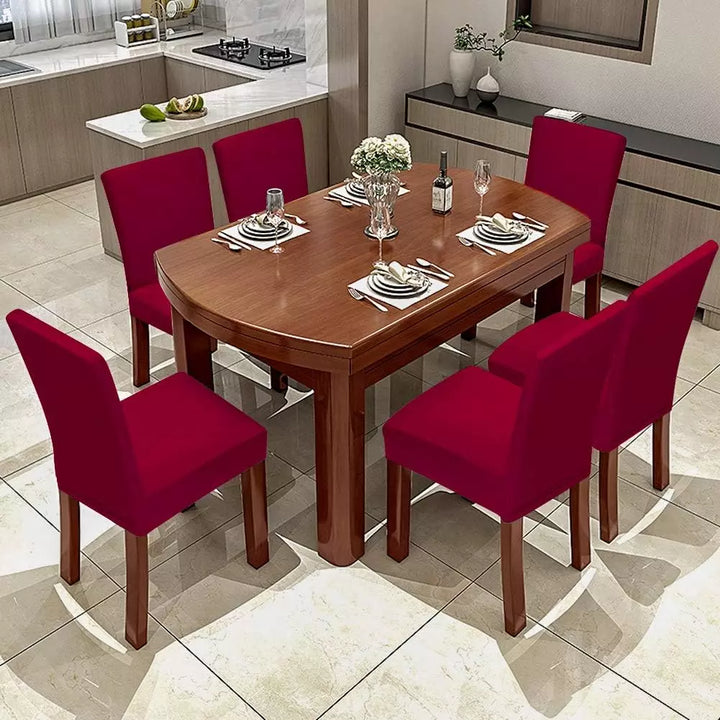 Dining Room Chair Covers, Slipcovers for Dining Room, Hotel (Wine Red)