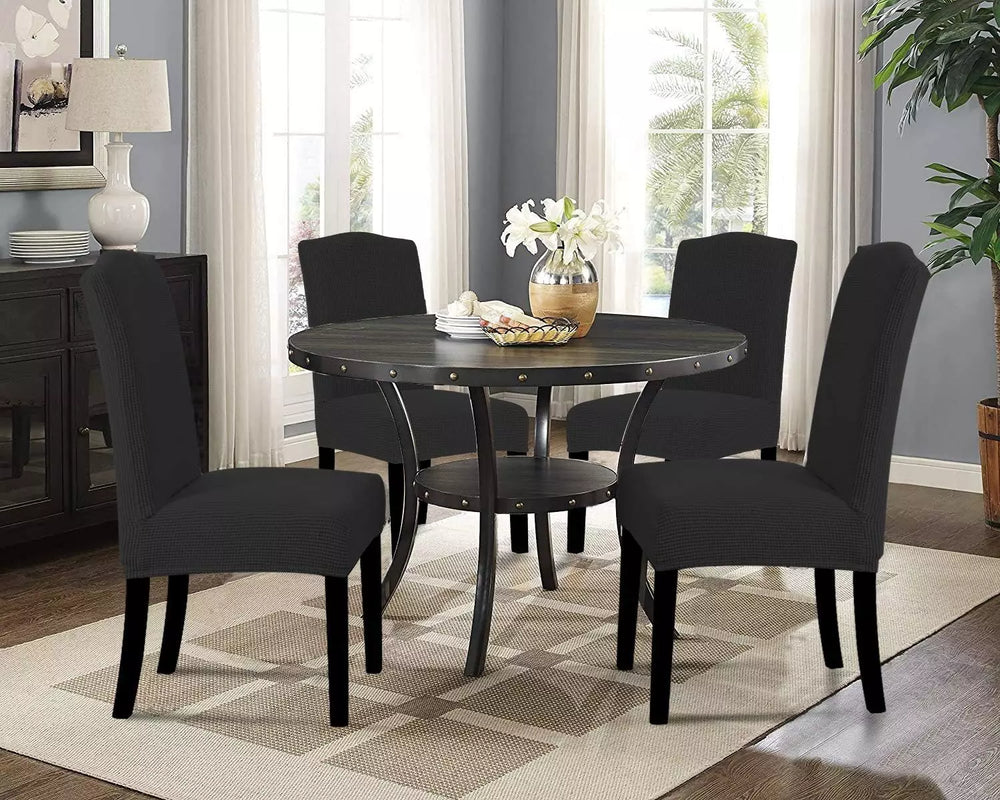 Stretch Chair Covers for Dining Room Set of 2, Black