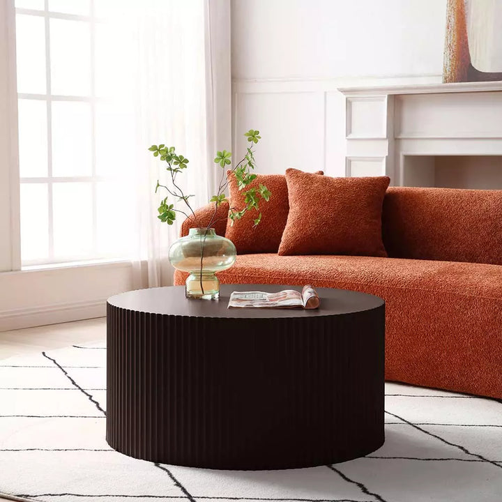 Modern Matte Black Round Wooden Tables (Set of 2)