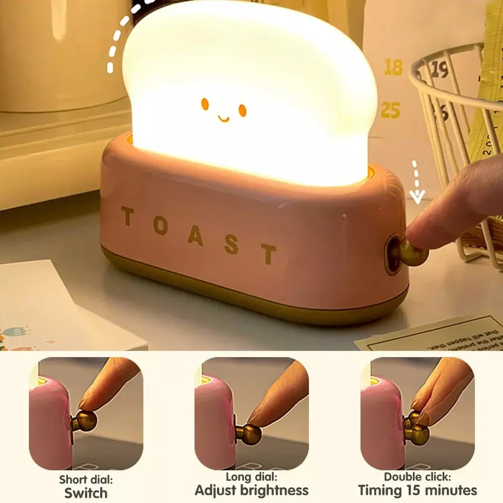 Cute Bread Night Light, Bedside Sleep or Reading Light